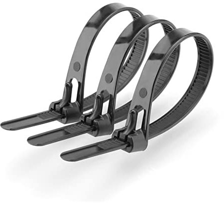 Gfortune Kabelbinder Wiederverschließbar 4,8mmx200mm Zugfestigkeit: 180N/18kg, 100 Stück UV-beständiger Nylon Kabelbinder Schwarz
