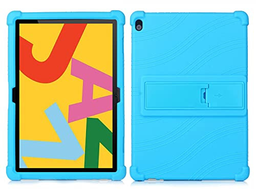 Chstls Funda para Lenovo Tab M10 HD TB-X505F TB-X505L / Tab P10 TB-X705F TB-X705L 10.1 2019, Full Body Protection Carcasa Ligera de Silicón Antideslizante de Golpes con Soporte Plegable - Azul celeste