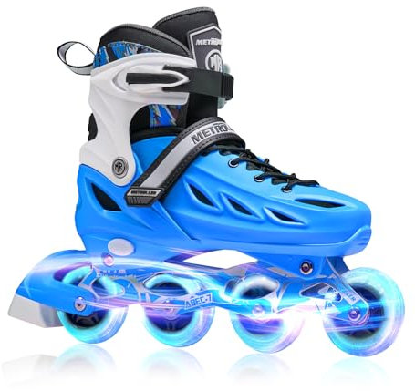 METROLLER Inlineskates für Mädchen und Jungen, Damen, Herren, verstellbare Rollerblades mit leuchtenden Rädern, beleuchtete Anfänger-Rollerblades für Kinder und Erwachsene (XL-Youth & Adult (7-10 US)