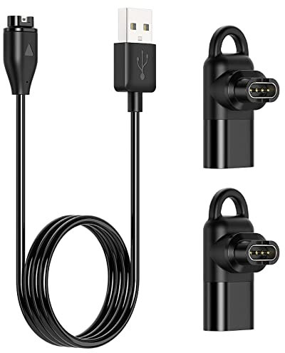 Chargeur Cable pour Garmin avec Adaptateur USB C, 3.3Ft/1M USB Câble de Charge pour Garmin Forerunner 55 255 165, Vivoactive 5 4, Venu 2 Sq2 3, Fenix 8 7Pro 7, Instinct 2 2X, Vivosmart 5, etc