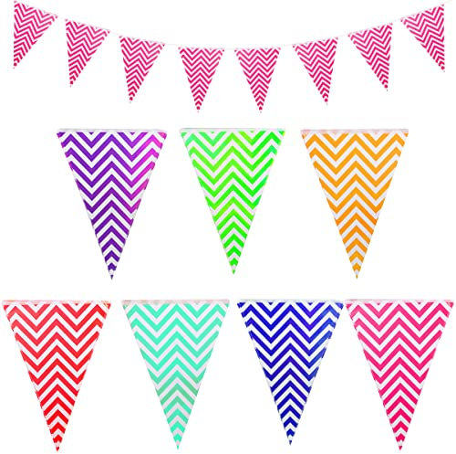 7 pcs 7 Farben 2.2M Wimpelkette Outdoor, RosyFate Wimpelkette Draußen, Wimpel Girlande, Wimpelkette Outdoor Wetterfest Stoff, Wimpelkette Regenbogen, für Geburtstag Party Indoor outdoor Dekoration