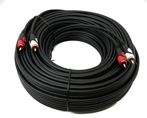 System-S Cable RCA 2 RCA 30 m macho a macho, adaptador AV estéreo en negro
