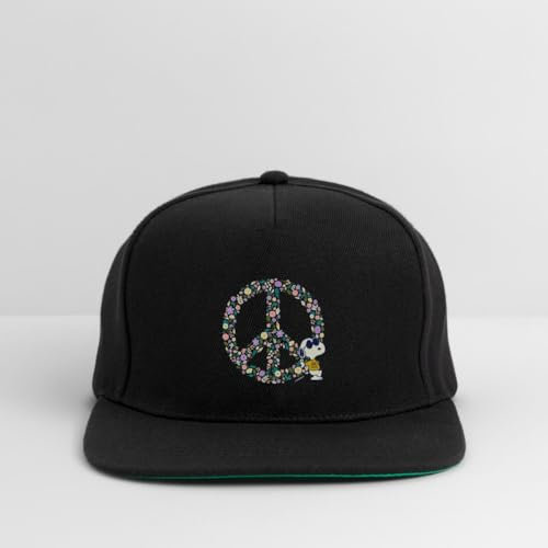 Spreadshirt Peanuts Snoopy Peace Zeichen Frieden Snapback Cap, One Size, Schwarz/Schwarz