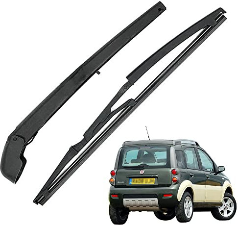 Ruolin Auto Heckscheibenwischer Schwarz, Ersatz Heckwischerarm Wischerarm Hinten + Scheibenwischer Wischer Set Ersatz für FIAT Panda 169 2003-2010