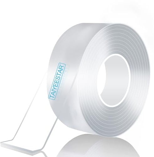 Taiyeestar 5M Nastro biadesivo extra forte trasparente, Rimovibile Multifunzione Potent Tape per tappeti/foto, pareti, cucina, casa, auto o esterni - Larghezza 20mm, spessore 1mm