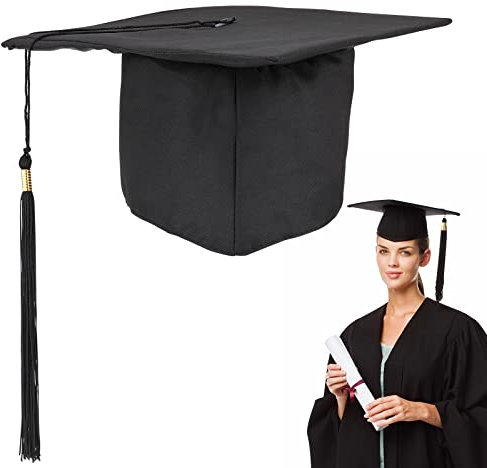 letcdfer Graduation Hat Doctoral Hat, Black Cap Student Bachelor Adult Academic Mortarboard with Tassel for High School University College Party Supplies