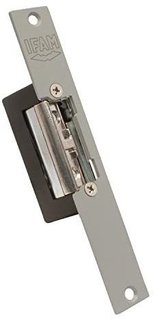 IFAM E-Strike A1B1AND04G Elektrischer Türöffner, symmetrisch, Hebelentriegelung, Breite 21 mm, Grau, verstellbarer Riegel, kurze Front, Grau, Holztür innen außen