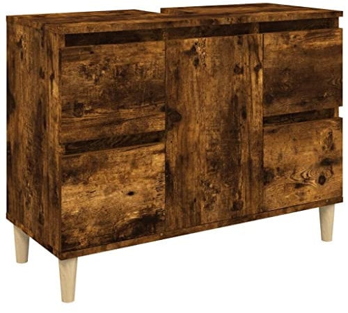 vidaXL Mobile Lavabo Rovere Fumo 80x33x60 cm in Legno Multistrato