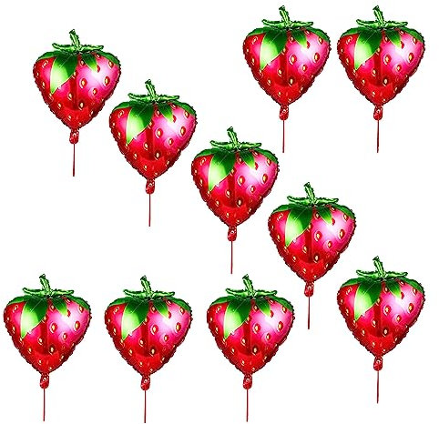 10 Stück Erdbeer Ballons Süße Erdbeer Folie Mylar Ballons Erdbeer Party Dekorationen für Baby Shower Party Zubehör Geburtstag Deko