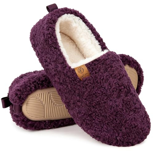 EverFoams Women Faux Shearling Indoor Slippers, 9-10 UK