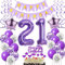 Deko 21. Geburtstag frauen Lila,Geburtstagsdeko 21 jahre frauen Luftballons 21 Geburtstag dekoration lila,Folienballon 21 Geburtstag deko frauen Violett Tortendeko 21 Geburtstag frau deko