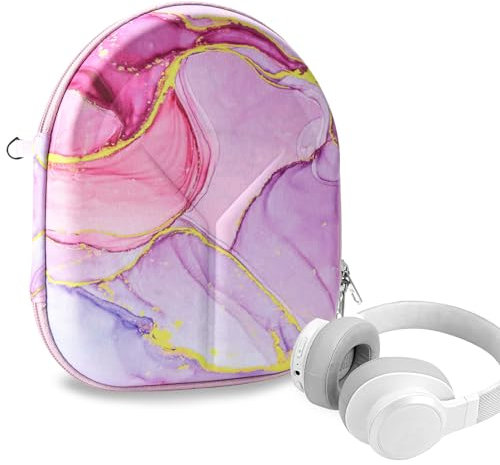 Geekria Nova Kopfhörer-Hülle, kompatibel mit JBL TUNE 770NC, TUNE 760NC, TUNE 750NC, TUNE 720BT, Live 770NC, Ersatz-Hartschalen-Reisetasche mit Kabelaufbewahrung, Rosa Marmor