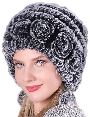 ISAKEN Fellmütze Damen Pelzmütze Wintermütze Faux Fuchs Warm Weich Pelz Mütze Herbst Winter Plüschmütze Eleganter Kunstfell Strickmütze Beanie Mütze Für Frauen Für Zuhause Reisen Skiwandern