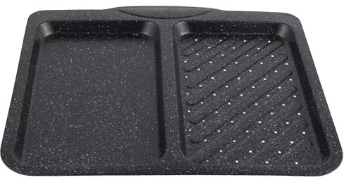 Salter Megastone 40 cm Split Baking Tray – Non-Stick, 2 Sections for Meat & Vegetables, Roasting & Grilling, Lightweight Carbon Steel, Easy Wipe Clean, Oven Safe to 220°C, PFOA Free
