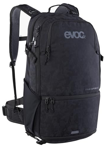 EVOC STAGE CAPTURE 22, Foto- und Sportrucksack (ergonomisches Tragesystem, effiziente Belüftung, Kamera- und Trinkblasenfach, Maße: 16 x 33 x 52 cm, Volumen: 22 l), Schwarz