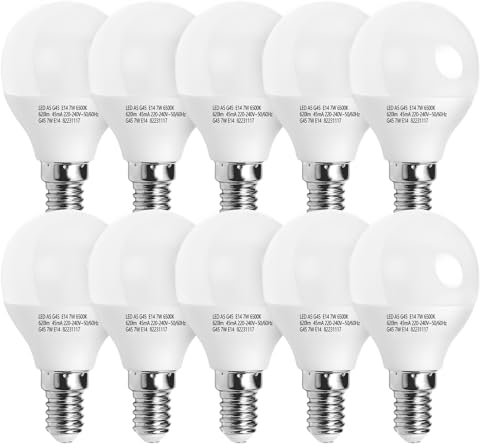 Aigostar LED E14 Kaltweiß 7W Leuchtmittel Lampe Glühbirnen 6500K 620 Lumen Abstrahlwinkel 180 Grad Energiesparend, Multipack mit 10 Lampen