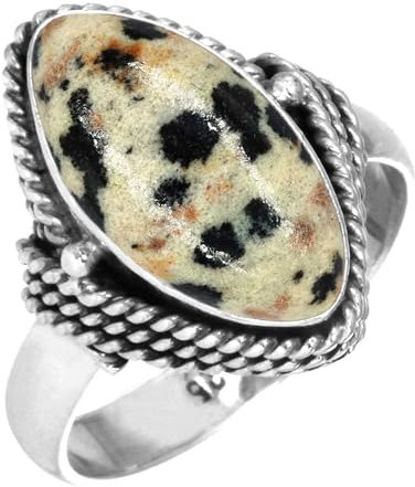Jeweloporium Mehrfarbig Real Dalmatiner 925 Silber Ringe für Frauen Edelstein Cocktail Silber Ringe Größe 54(17.2) Engagement Geschenk viktorianisch Schmuck