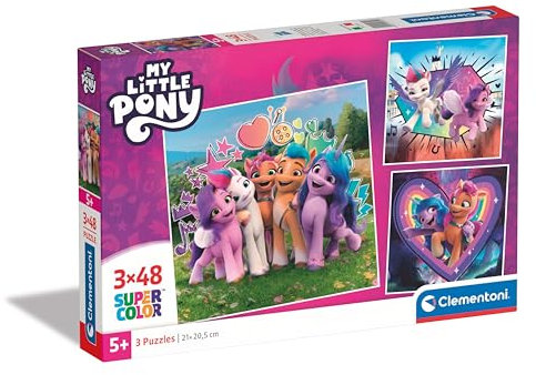 Clementoni My Little Pony Puzzle 3 x 48 Teile - Puzzle Disney 32 x 22 cm für Kinder ab 5 Jahre - buntes Kinderpuzzle mit besonderer Leuchtkraft & Farbintensität 25322