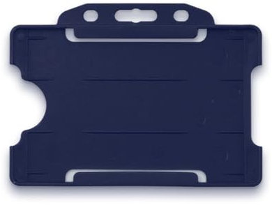 CKB LTD Lot de 100 porte-badges rigides d'un seul côté bleu marine pour cartes d'identité, protection horizontale/paysage en plastique pour carte d'identité, peut contenir une carte de crédit CR80 de
