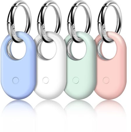 LETREEN Smarttag2 Case, 4 Pack Silicone Smart Tag 2 Cases with Silver Keychain, Protective Cases Cover for Samsung Galaxy Smart Tag 2