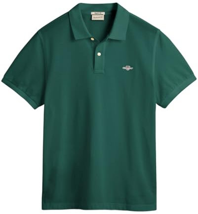 GANT Herren REG Shield SS Pique Polo Polohemd, Woody Green, XL