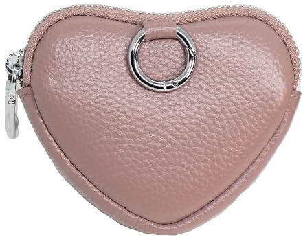 BAWAKO Petit portefeuille en cuir en forme de cœur - Porte-clé pour la monnaie - Petites choses - Porte-monnaie pour bien-aimé, porte-monnaie, rose bonbon, Porte-monnaie