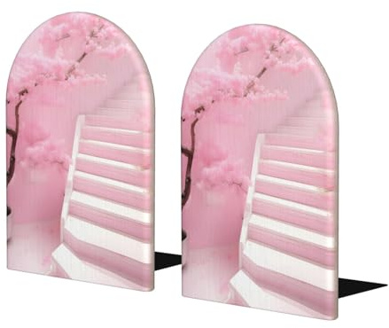 1 paire de grands serre-livres en forme de fleur de cerisier blanc en bois, accessoire décoratif moderne, maintient les livres en toute sécurité aux serre-livres
