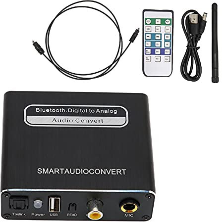 Convertidor de Digital a Analógico de 20Hz-20Khz, Micrófono Toslink USB Coaxial 5 en 1 a Estéreo Analógico L/R con Adaptador de Jack de 3,5 Mm