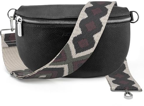 Artvall - Umhängetasche Echtleder Tasche Handtasche Leder Bauchtasche Klein mit Schultergurt Design Taschenband abnehmbar verstellbares Riemen Crossbody Bag Echt Ledertasche Damen mit Reißverschluss