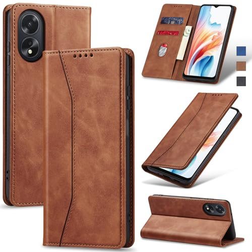 Jasonyu Funda para OPPO A38 4G/A18 4G,Cuero PU Carcasa,Tipo Libro Flip Case con Tarjetas y Cartera,Soporte Plegable,Cierre magnético,Capa (Marrón)