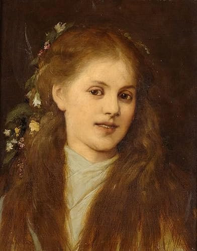 VsoxA Berühmte Gemälde Moderne Kunst Ölgemälde auf Leinwand Frau mit Blumen im Haar Gabriel Cornelius Ritter von Max Leinwand Wandkunst für Wohnzimmerdekoration 60x90cm