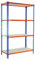 PROREGAL Schwerlastregal MID MULI | HxBxT 150x100x50cm | 4 Fachböden | Fachlast 150kg | Blau-Orange | Lagerregal Kellerregal Werkstattregal