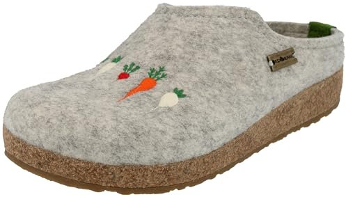 HAFLINGER Damen Hausschuhe Rüben Pantoffel Filz Grizzly Rübli 741042, Größe:40 EU, Farbe:Grau