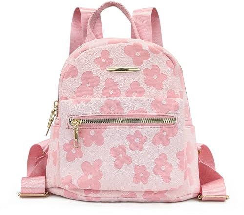 WisePoint Donna Zaino, Casual Daypack Piccola per Donne e Ragazze, Zaini da Viaggio con Fiore Modello Ragazze Zaini per Shopping, Viaggi, Incontri (Rosa)