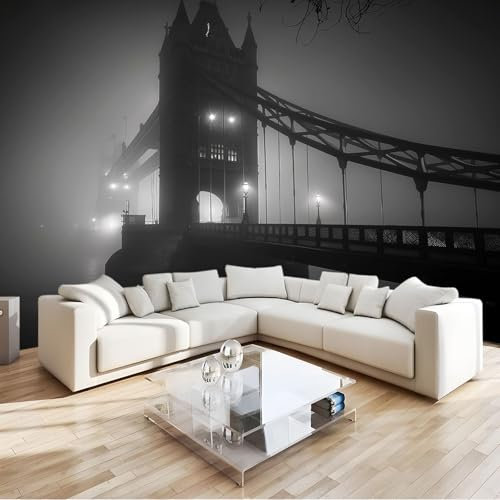 Fototapete Nachtansicht Stadt London Tower Bridge Vlies Tapeten 250x175 cm 3D Effekt Moderne Wandtapete Wohnzimmer Schlafzimmer Wandbilder Wand