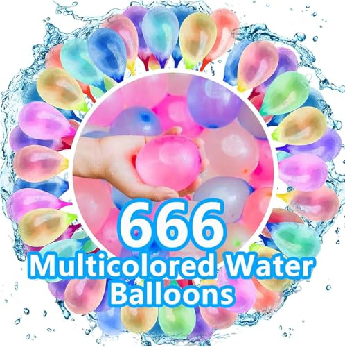 666 Water Balloons Self Sealing, Multi-color Water Balloons for Kids Easy Fill, Great for Pool Outdoor Parties, Beach, Summer Fun, Water Games