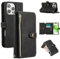UEEBAI Wallet Case for iPhone 16 Pro 6.3, 9 Card Slots Retro Leather Wallet Shockproof Flip Cover with Hand Strap Card Slots Zipper Pocket Kickstand Handbag Magnetic Closure - Black