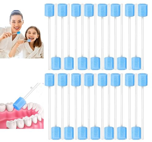 Tampons jetables,Bâtons de nettoyage pour la bouche,Éponge pour les légiènes buccales,30 pcs jetables éponges de nettoyage de la bouche,Pour les adultes pour nettoyer la bouche et les dents,Bleu,30