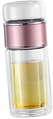 PRETYZOOM Taza de vidrio para hacer té tetera portátil infusor de taza de té taza de té de viaje doble infusores de té de hojas sueltas botella de agua con infusor de té acero inoxidable 304