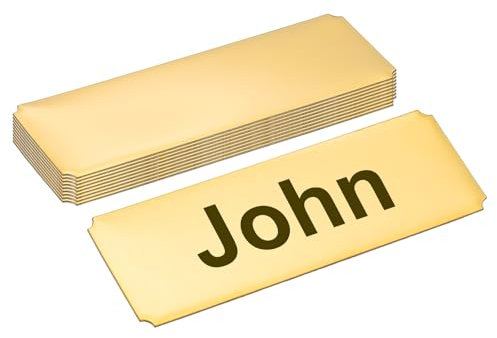 PATIKIL 3x1 Stainless Steel Laser Engraved Mount Metal Name Plate, 10 Pack Self Adhesive Sign Personalized Custom Blank Plate for DIY Laser Printing, Notched Corner Gold