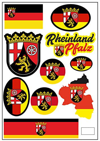 Daged Rheinland Pfalz Flaggen Fahne Set 9 Stück Aufkleber selbstklebend Sticker BL