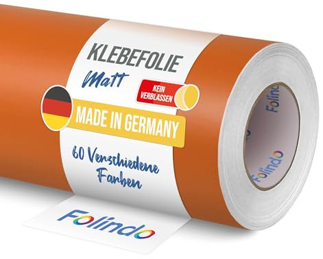 FOLINDO Möbelfolie selbstklebend matt - langlebige Möbel Klebefolie 817 Orange-Braun 5 m x 31,5 cm - Klebefolie Küche - selbstklebende Folie Möbel - moderne Schrankfolie versch. Größen