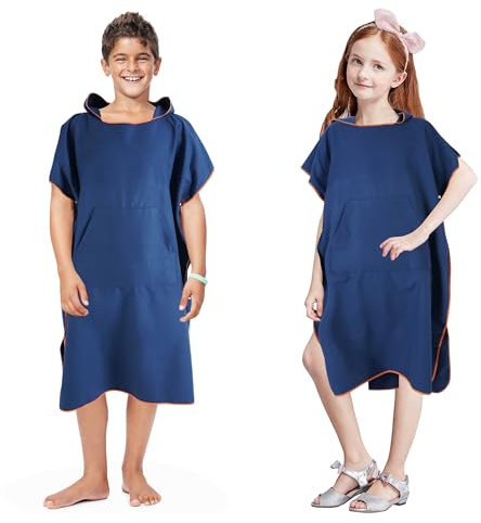 Badeponcho Damen& Herren,Poncho Handtuch,Mikrofaser-Surf Poncho, Badeponcho Handtuch, aus Mikrofaser auch als Umkleidehilfe Strand (Kids)