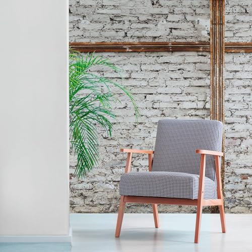 Profhome 383511-GU Vinyl-Tapete, Heißprägung, nicht gewebt, einfarbig, Ziegeloptik, weiß, grau, braun, 1,59 m x 2,8 m