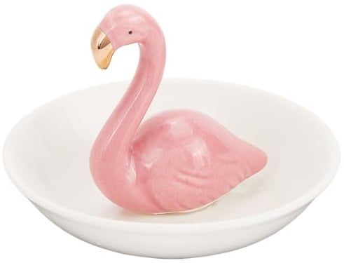 SUNNYCLUE Flamingo Ringhalter Schmucktablett Aus Porzellan Hot Pink Dekorative Halsketten Ohrringe Armbänder Uhren Schmuckaufbewahrung Organizer Präsentationsschale Für Geburtstag Mutter Weihnachten E