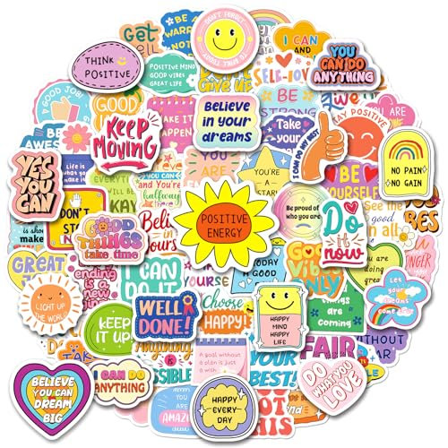 WAKEMOODEI Motivierende Aufkleber für Kinder und Jugendliche, inspirierende Aufkleber für Wasserflaschen, Laptop, positive Bestätigung, Vinyl-Aufkleber, ermutigendes Zitat, 100 Stück