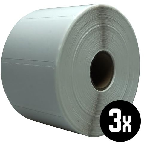 DULA Zebra-kompatible Etiketten 57 x 32 mm, 1500 Etiketten pro Rolle, Kern 25 mm, Weiß, Permanent, 3 roll