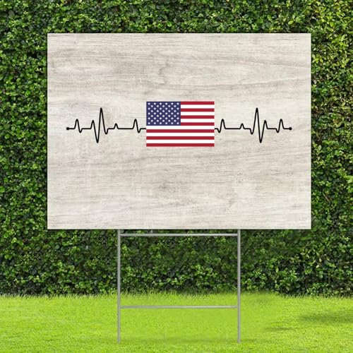 Schild mit Herzschlag der Vereinigten Staaten von Amerika, 45,7 x 61 cm, doppelseitig, gewellter Kunststoff, Outdoor-Schild, Vereinigte Staaten von Amerika, Hofschilder für Straße, Landschaft