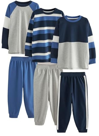 NEXT Jungen Schlafanzüge mit langem Bein, 3er-Pack Blue/Navy/Grey Numeric_98