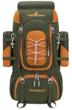 Bseash 70L (65+5) Wasserdichter Wanderrucksack mit Regenschutz, Outdoor-Sport, Reisen, Tagesrucksack für Klettern, Touren (Armeegrün)
